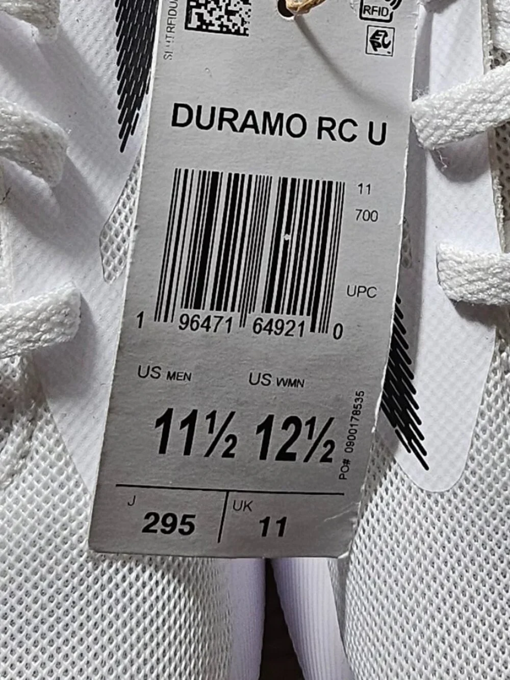 Adidas Duramo RC U White Black Men 11.5 Running Shoes Sneakers ID2703 New